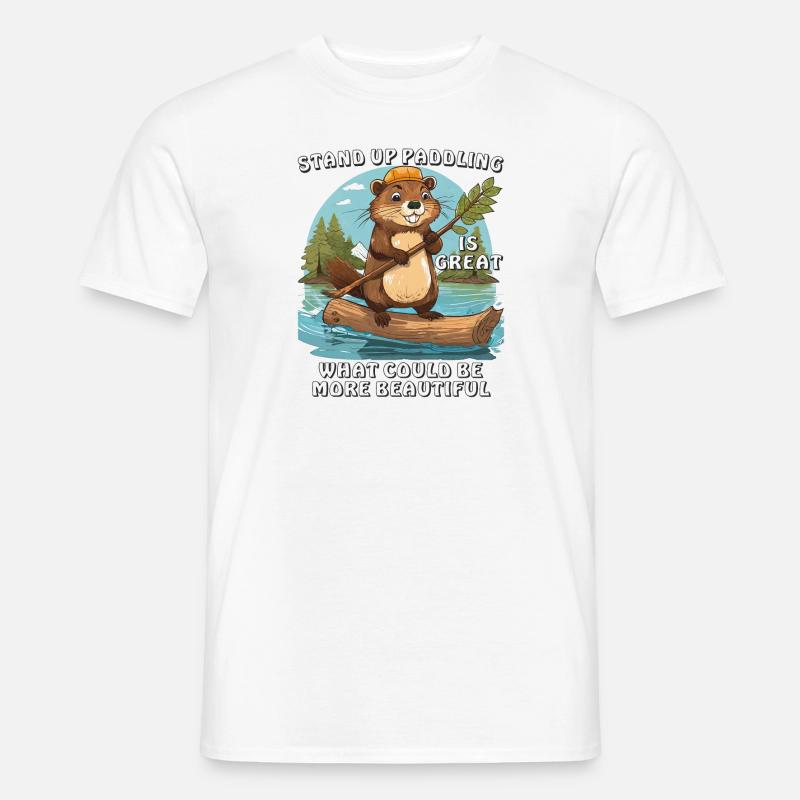 BIBER STAND UP PADDLING - Männer T-Shirt - Weiß