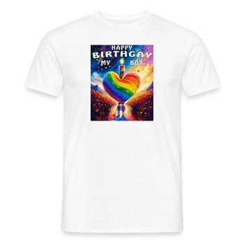 COEUR HAPPY BIRTHGAY MON GARÇON - T-shirt homme - blanc - Devant - AI Model Male 178 dark (178cm)