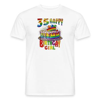 TORTE 35 HAPPY BIRTHGAY GIRL - Men's T-Shirt - white - Front - AI Model Male 178 dark (178cm)