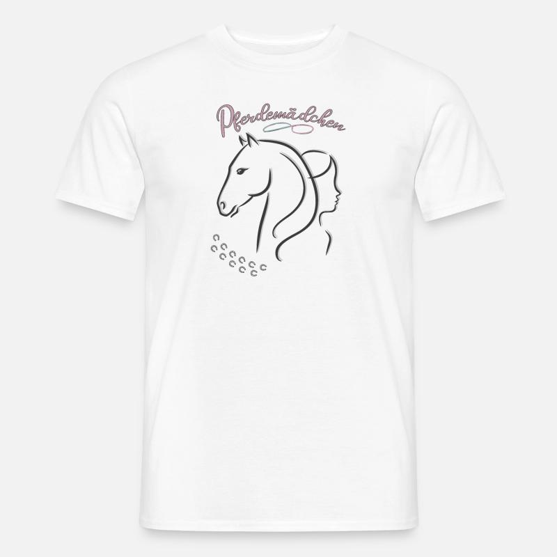 Pferdemädchen - Mädchen liebt Pferde - Männer T-Shirt - Weiß