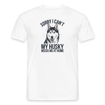 Je ne peux pas que mon Husky ait besoin de moi à la maison - T-shirt homme - blanc - Devant - AI Model Male 178 dark (178cm)