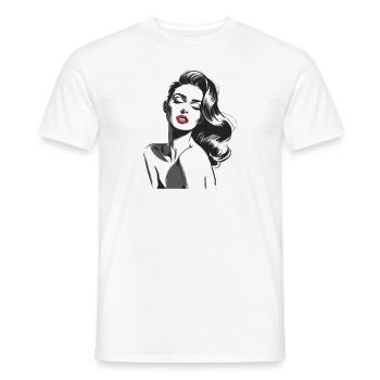 Zeichnung einer hübschen Frau - Männer T-Shirt - Weiß - Vorne - AI Model Male 178 dark (178cm)