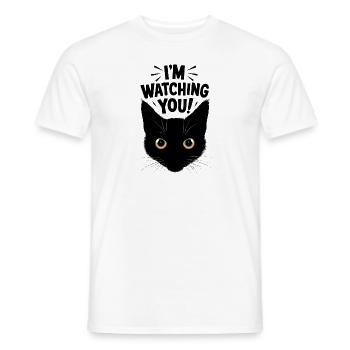 I ́m watching you Cat humor funny - Men's T-Shirt - white - Front - AI Model Male 178 dark (178cm)
