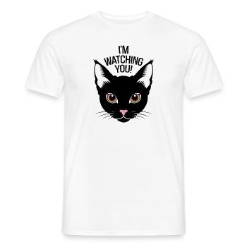 I ́m watching you Cat humor funny - Men's T-Shirt - white - Front - AI Model Male 178 dark (178cm)