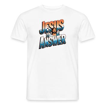 Jesus is the answer - Jesus ist die Antwort - Men's T-Shirt - white - Front - AI Model Male 178 dark (178cm)
