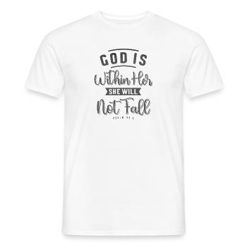 God is Within Her She Will Not Fall - Religious - Men's T-Shirt - white - Front - AI Model Male 178 dark (178cm)