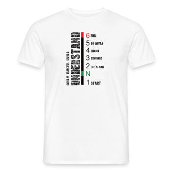 Motorradfahrer verstehen das! - Männer T-Shirt - Weiß - Vorne - AI Model Male 178 dark (178cm)