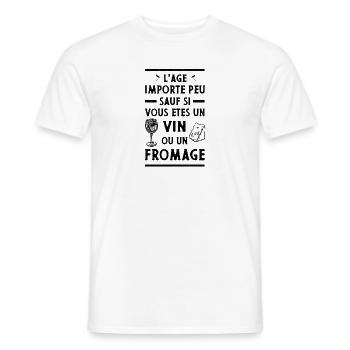 L'âge importe peu sauf vin ou fromage - Cadeau - T-shirt homme - blanc - Devant - AI Model Male 178 dark (178cm)