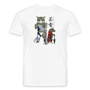 Maus und Yakuza Katze - Männer T-Shirt - Weiß - Vorne - AI Model Male 178 dark (178cm)
