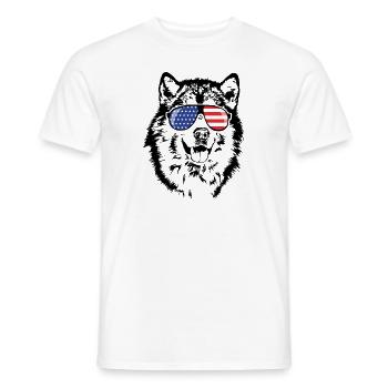ALASKAN MALAMUTE Amérique Flag Dogs Wilsigns - T-shirt homme - blanc - Devant - AI Model Male 178 dark (178cm)