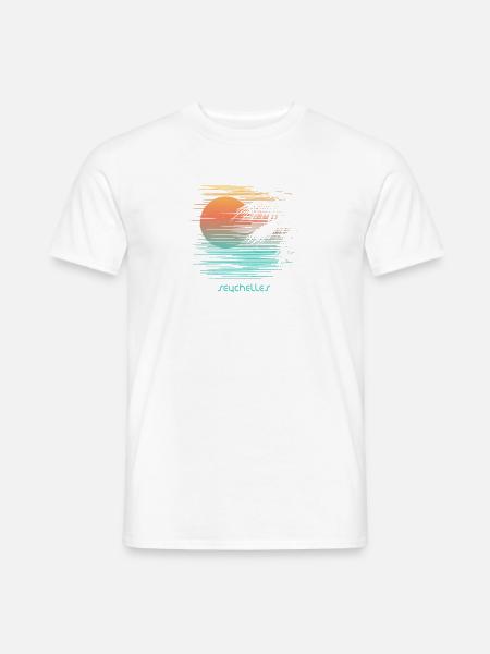 Künstlerisches Seychellen Palm Tree Urlaub Souvenir - Männer T-Shirt - Weiß
