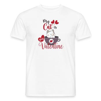 My cat is my Valentine's Day gift geek - Men's T-Shirt - white - Front - AI Model Male 178 dark (178cm)