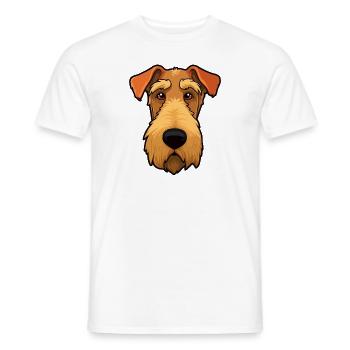 Airedale Terrier Head Cartoon Comic Dogs Love - Men's T-Shirt - white - Front - AI Model Male 178 dark (178cm)