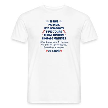 Amour 16 ans - T-shirt homme - blanc - Devant - AI Model Male 178 dark (178cm)
