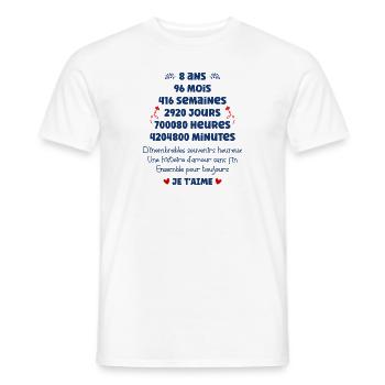 Amour 8 ans - T-shirt homme - blanc - Devant - AI Model Male 178 dark (178cm)