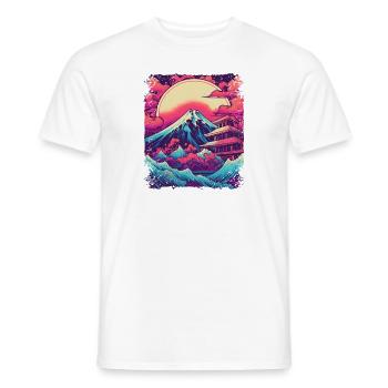 Ästhetische japanische Visierhalterung Fuji Vaporwave - Männer T-Shirt - Weiß - Vorne - AI Model Male 178 dark (178cm)