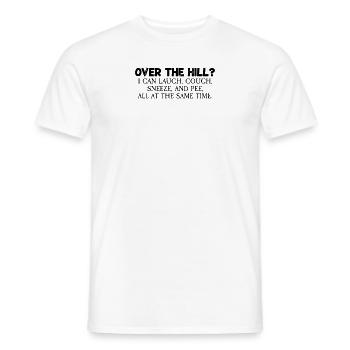 Over The Hill Funny Old People Joke Gag Humor Pun - Men's T-Shirt - white - Front - AI Model Male 178 dark (178cm)