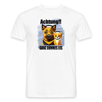 Hund und Katze passen auf - Männer T-Shirt - Weiß - Vorne - AI Model Male 178 dark (178cm)