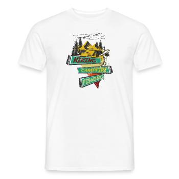 Hiking Campfire Fishing - Men's T-Shirt - white - Front - AI Model Male 178 dark (178cm)