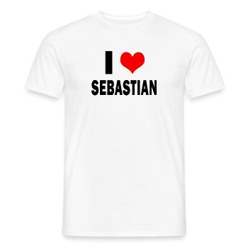 Mignon J’aime Coeur Sebastian Parents Femme Mari - T-shirt homme - blanc - Devant - AI Model Male 178 dark (178cm)