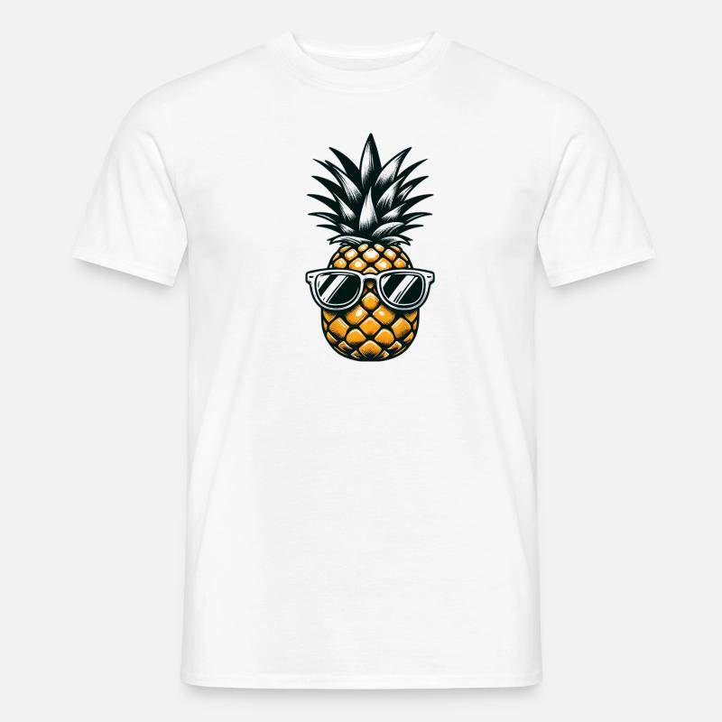 Ananas con occhiali da sole - T-shirt uomo - bianco