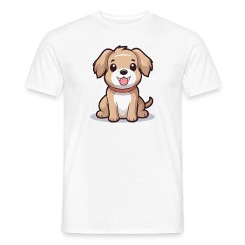 Chien de dessin animé mignon - conception de chien - T-shirt homme - blanc - Devant - AI Model Male 178 dark (178cm)