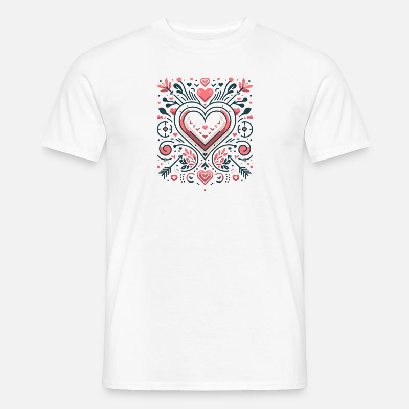 Herzmuster minimalistisch - Männer T-Shirt - Weiß