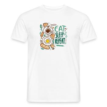 ESSEN SCHLAFEN WIEDERHOLEN - Männer T-Shirt - Weiß - Vorne - AI Model Male 178 dark (178cm)