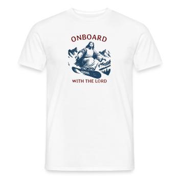 Onboard with the Lord - Snowboarding Jesus - Männer T-Shirt - Weiß - Vorne - AI Model Male 178 dark (178cm)