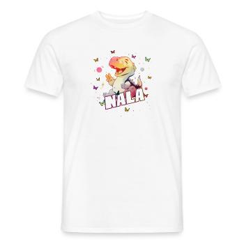 NALA - Schöner MÄDCHEN Name mit süßem DINO T-REX - Männer T-Shirt - Weiß - Vorne - AI Model Male 178 dark (178cm)