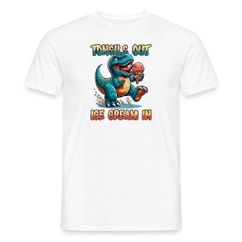 Tonsils Out Ice Cream In Dino Tonsillectomy Tonsil - Men's T-Shirt - white - Front - AI Model Male 178 dark (178cm)