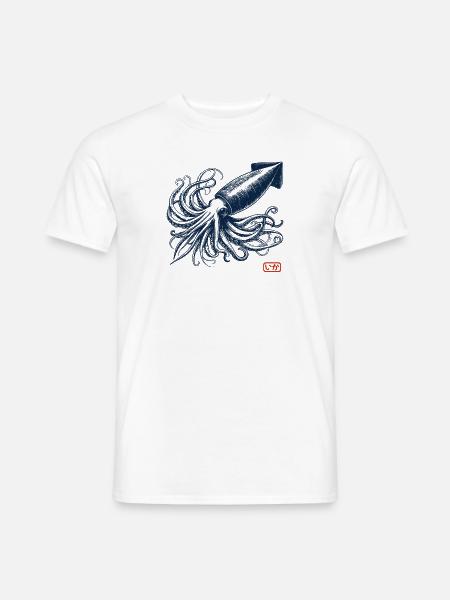 Retro Vintage Tintenfisch - Männer T-Shirt - Weiß