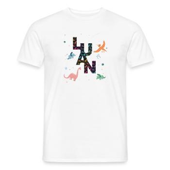 LUAN - Schöner Jungen Name mit Dinosaurier - Männer T-Shirt - Weiß - Vorne - AI Model Male 178 dark (178cm)