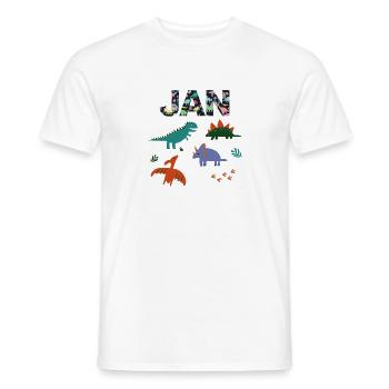 JAN - Schöner Jungen Name mit Dinosaurier - Männer T-Shirt - Weiß - Vorne - AI Model Male 178 dark (178cm)