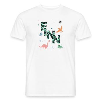FINN - Schöner Jungen Name mit Dinosaurier - Männer T-Shirt - Weiß - Vorne - AI Model Male 178 dark (178cm)