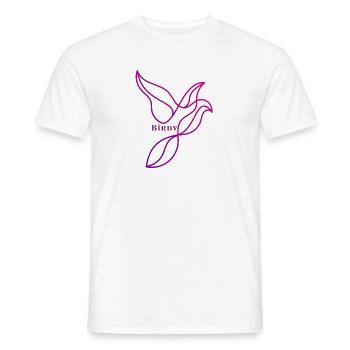 Elegance in Flight: Abstract Avian Art Birdy - Männer T-Shirt - Weiß - Vorne - AI Model Male 178 dark (178cm)
