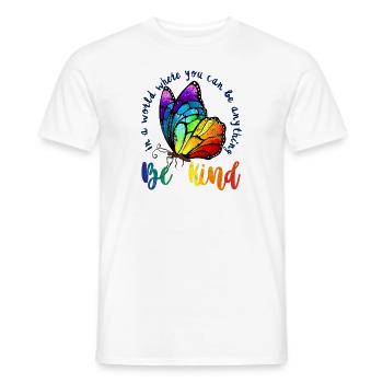 Dans un monde où l’on peut être n’importe quoi, être gentil LGBTQ - T-shirt homme - blanc - Devant - AI Model Male 178 dark (178cm)