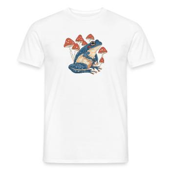 Cottagecore Frog with Mushrooms - Men's T-Shirt - white - Front - AI Model Male 178 dark (178cm)