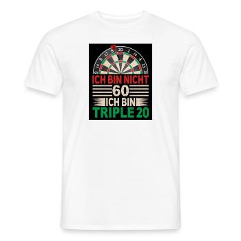 Ich bin nicht 60 – Triple 20 Dart Geburtstag Spaß - Männer T-Shirt - Weiß - Vorne - AI Model Male 178 dark (178cm)
