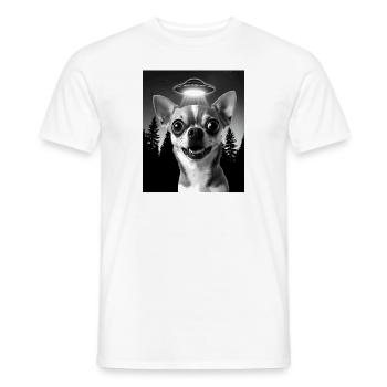 Hund macht Selfie mit UFO | Chihuahua - Männer T-Shirt - Weiß - Vorne - AI Model Male 178 dark (178cm)