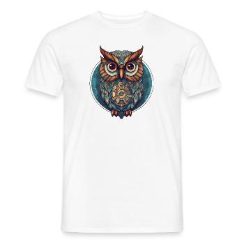 Eule mit Kreis türkis, süß; Cartoon Style, Boho - Männer T-Shirt - Weiß - Vorne - AI Model Male 178 dark (178cm)