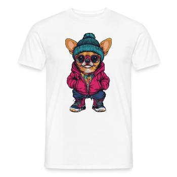 Chihuahua Chien Drôle d’hiver - T-shirt homme - blanc - Devant - AI Model Male 178 dark (178cm)
