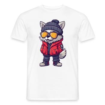 Wolf Cool Comic - Männer T-Shirt - Weiß - Vorne - AI Model Male 178 dark (178cm)