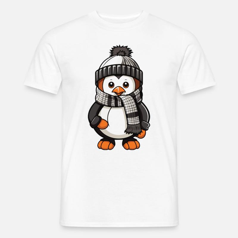 Pinguin Winter Comic - Männer T-Shirt - Weiß