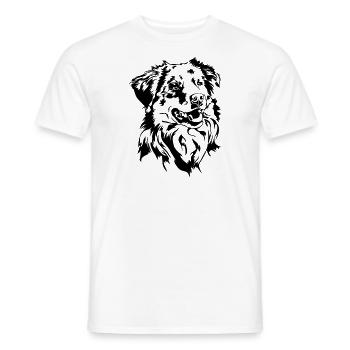 Australian Shepherd Aussie Portrait Dogs Wilsigns - Men's T-Shirt - white - Front - AI Model Male 178 dark (178cm)