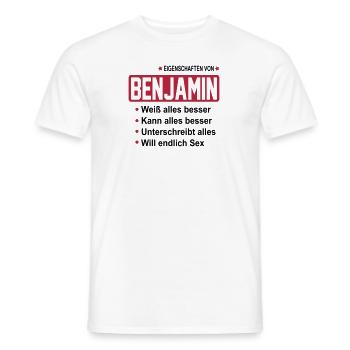 benjamin - Männer T-Shirt - Weiß - Vorne - AI Model Male 178 dark (178cm)