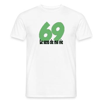 69 Le sens de ma Vie - T-shirt homme - blanc - Devant - AI Model Male 178 dark (178cm)
