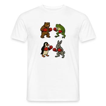 Bear Frog Penguin Bunny Boxing Boxing Ring Fight - Men's T-Shirt - white - Front - AI Model Male 178 dark (178cm)