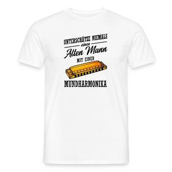 Mundharmonika Geschenk - Männer T-Shirt - Weiß - Vorne - AI Model Male 178 dark (178cm)