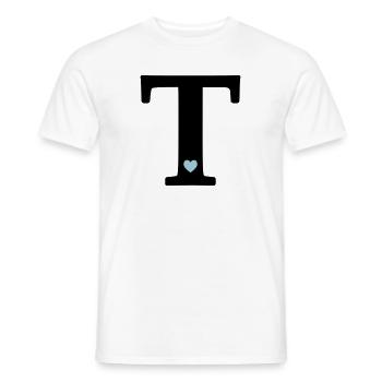 Letter T Initial Letter - Men's T-Shirt - white - Front - AI Model Male 178 dark (178cm)